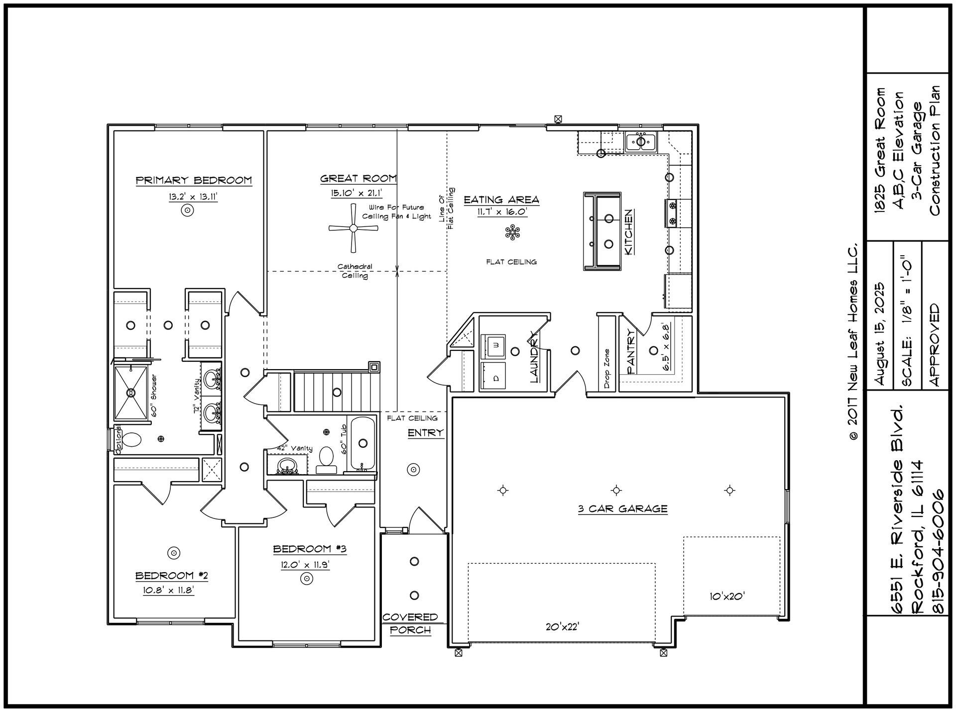 Floor plan of a house showing rooms including bedrooms, kitchen, living area, and garage.