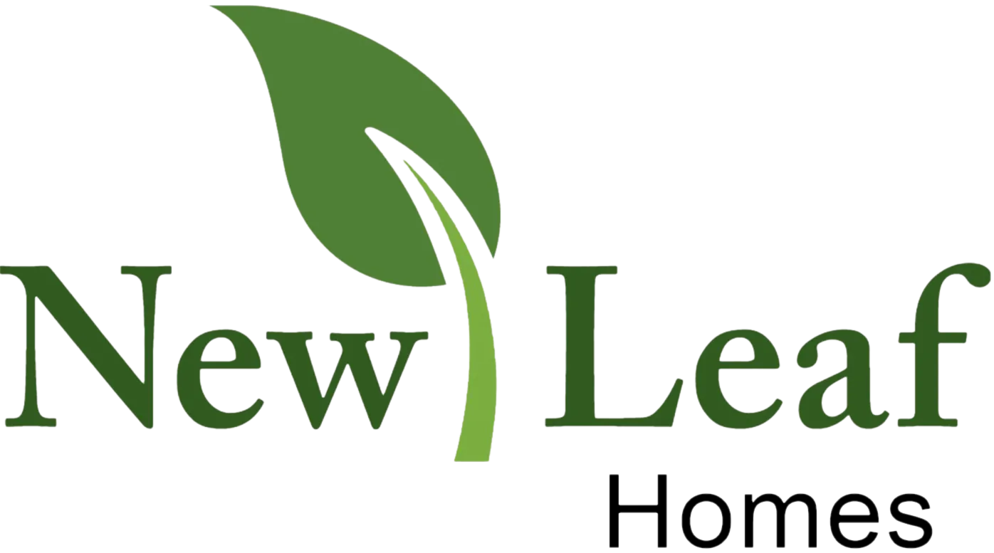 New Leaf Homes logo: Green leaf above text "New Leaf Homes."