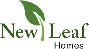 New Leaf Homes logo: Green leaf above text "New Leaf Homes."
