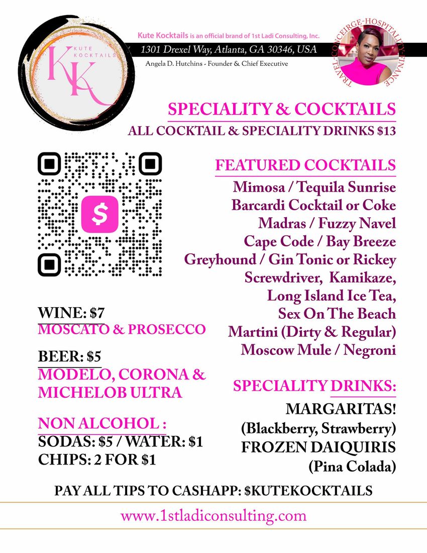 A menu for a restaurant with a qr code on it.