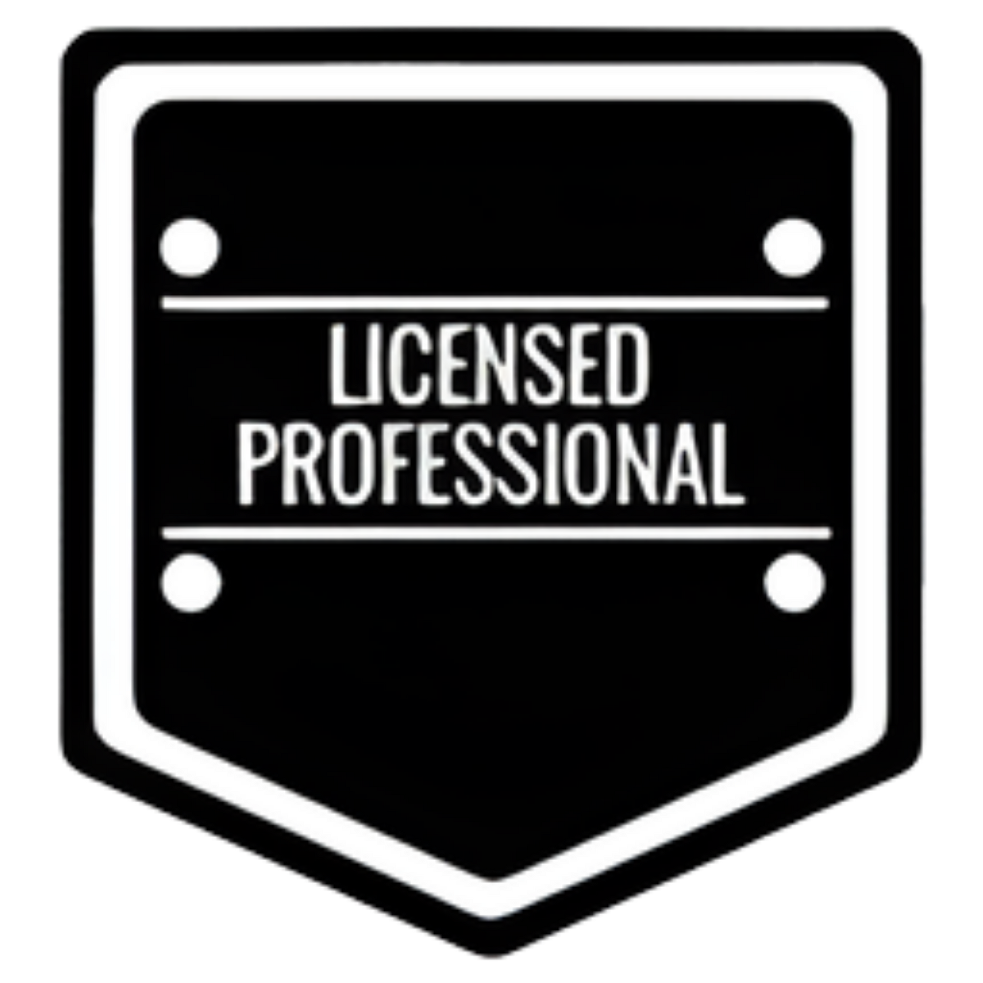 Black and white badge: 