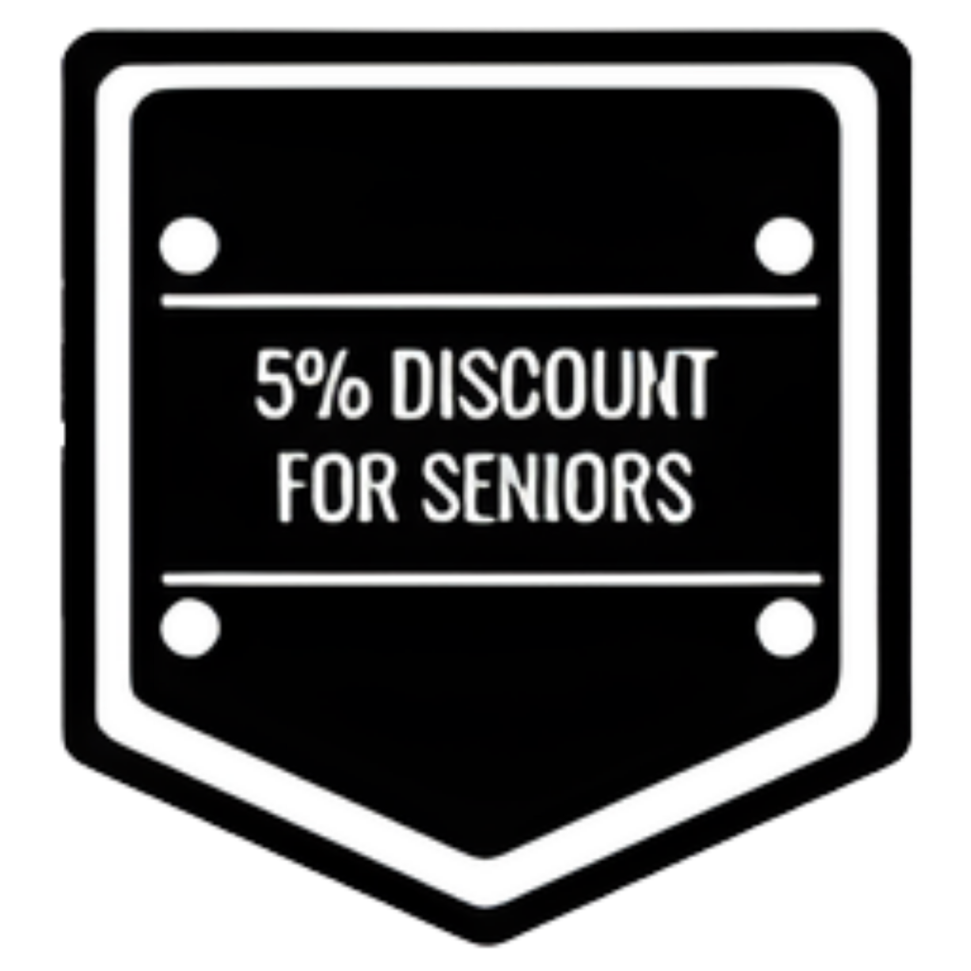 Black and white sign offering a 5% discount for seniors.