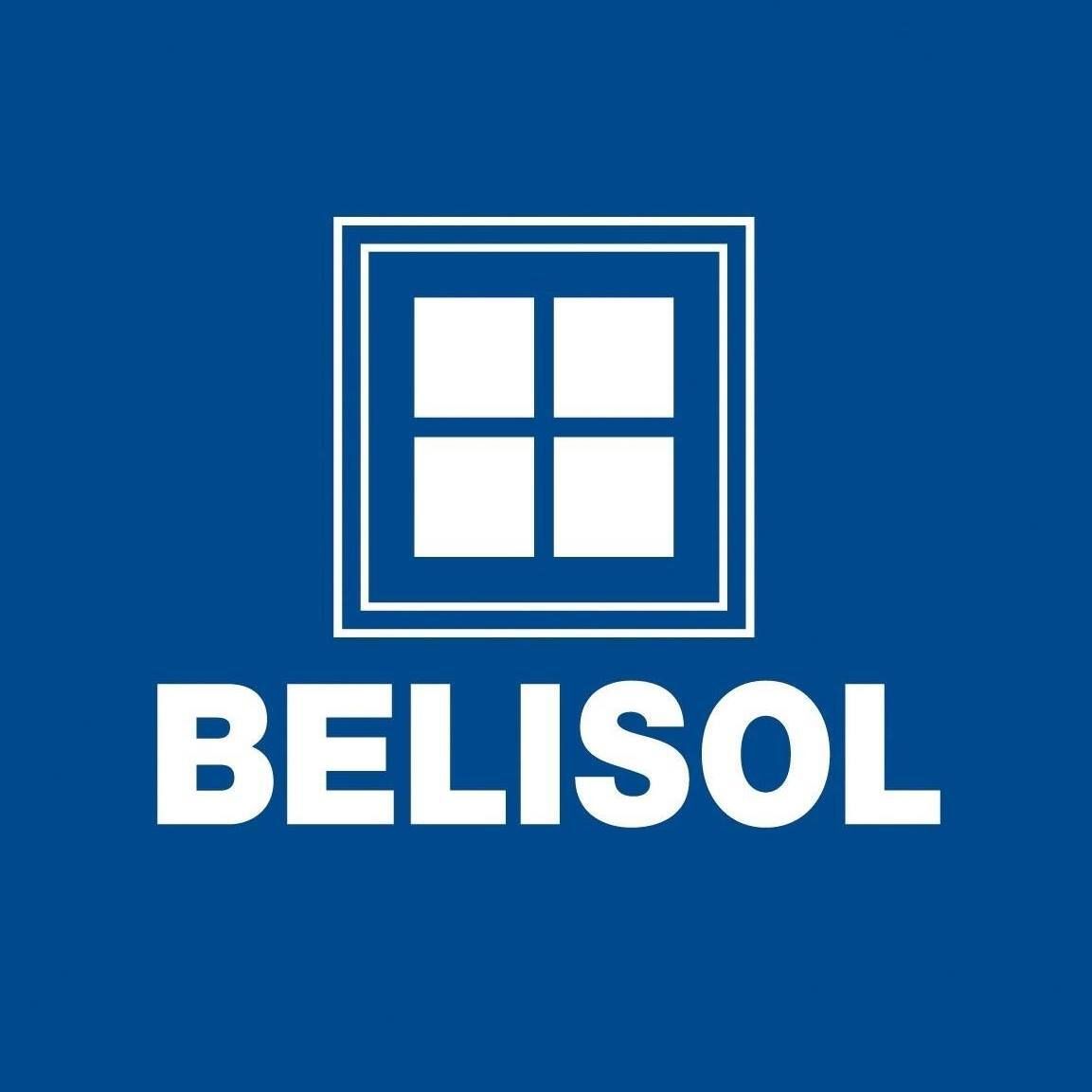 Un fond bleu avec un logo blanc pour belisol