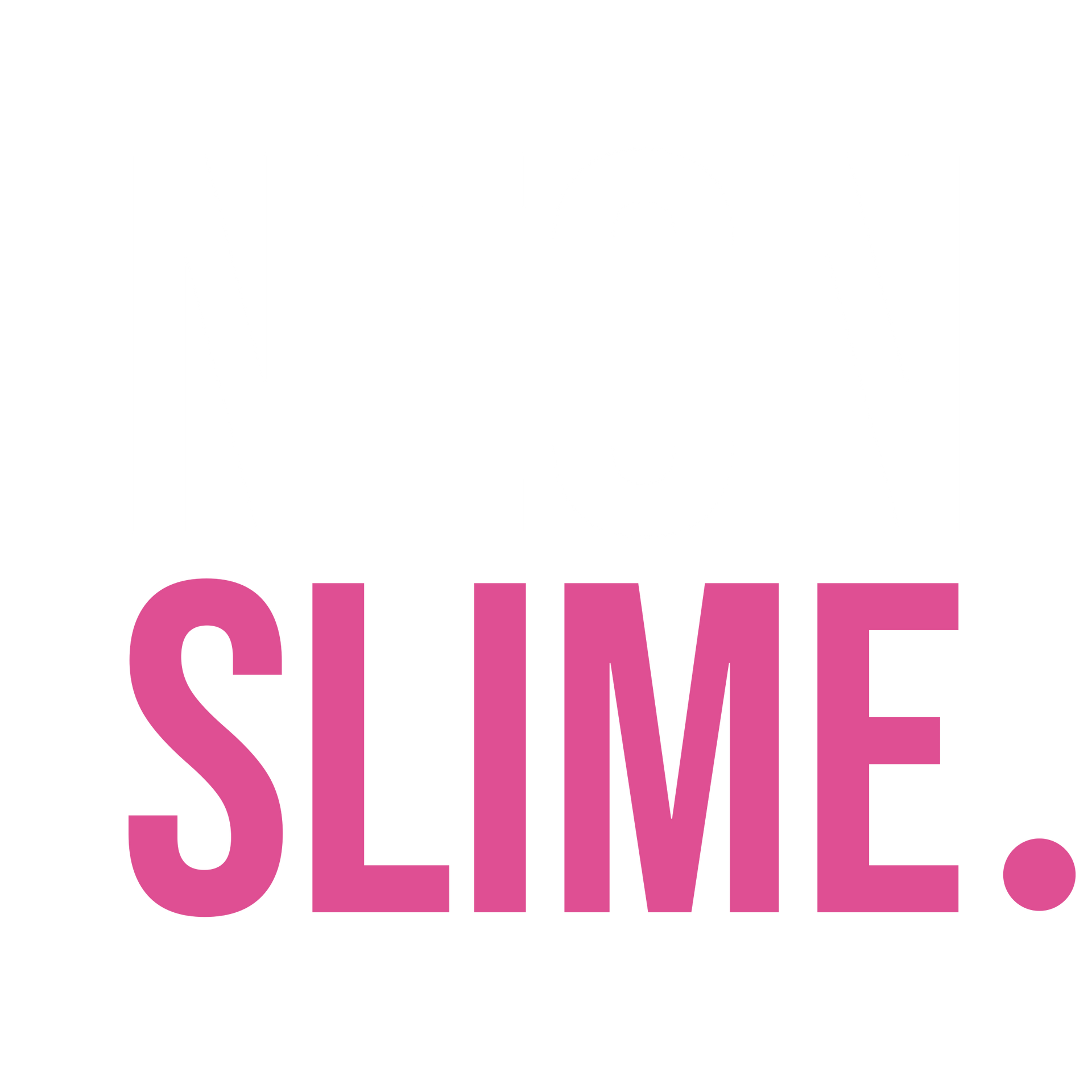 Le mot neon slime est écrit en lettres colorées sur fond blanc.