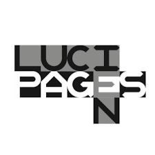 Un logo noir et blanc pour luci pages n sur fond blanc.