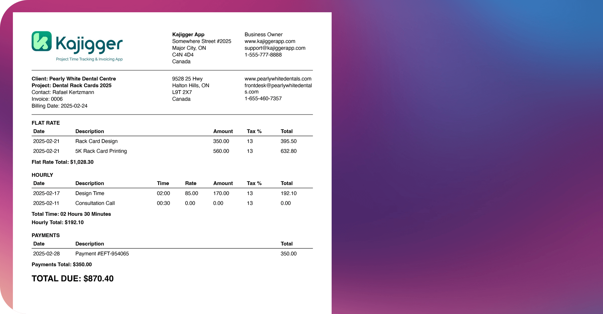 kajigger custom pdf invoices