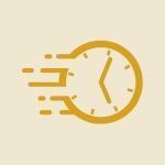 An icon of a clock that is moving fast.