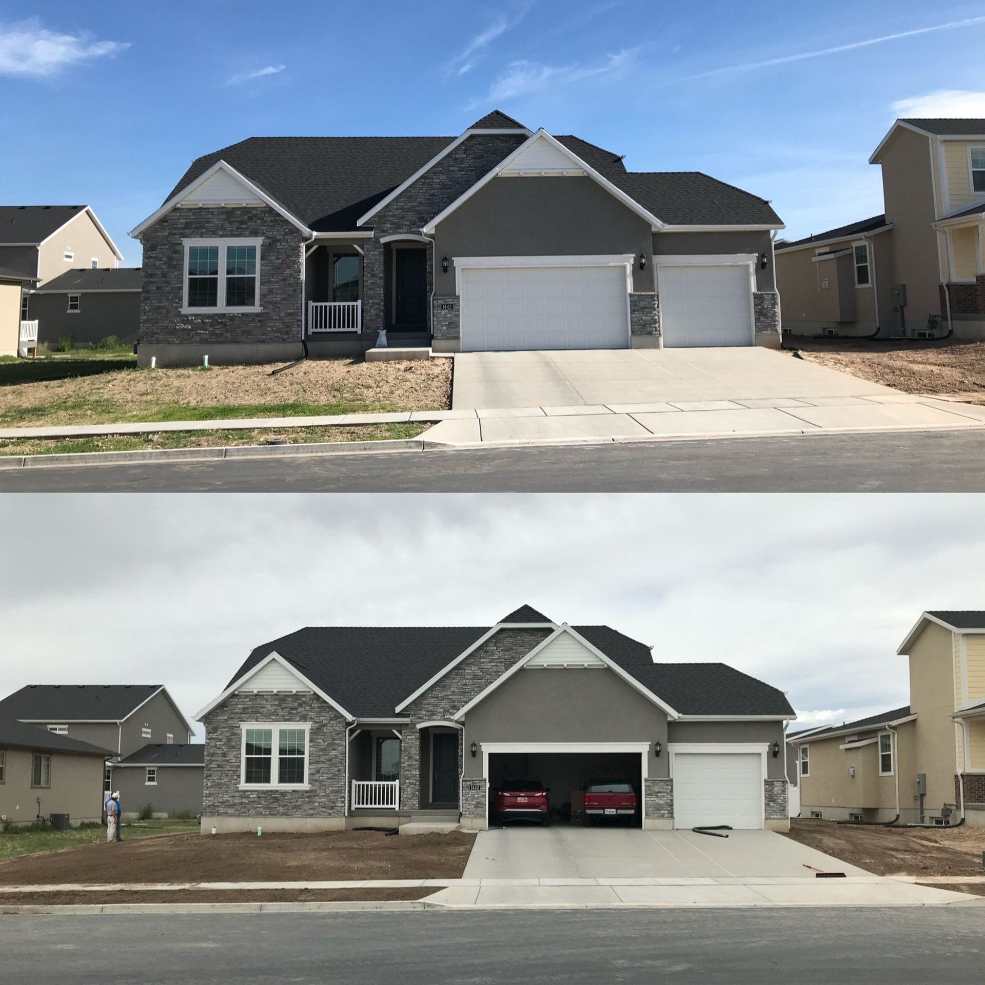 A before and after picture of a house