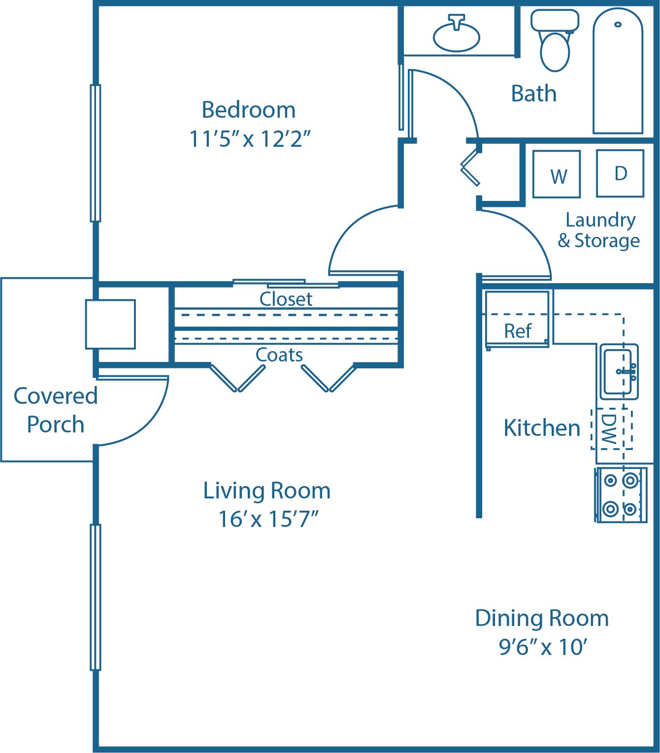 1 BED, 1 BATH
760 SQ.FT.