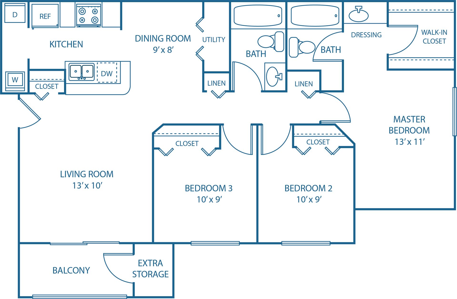 3 BED, 2 BATH
1,150 SQ.FT.