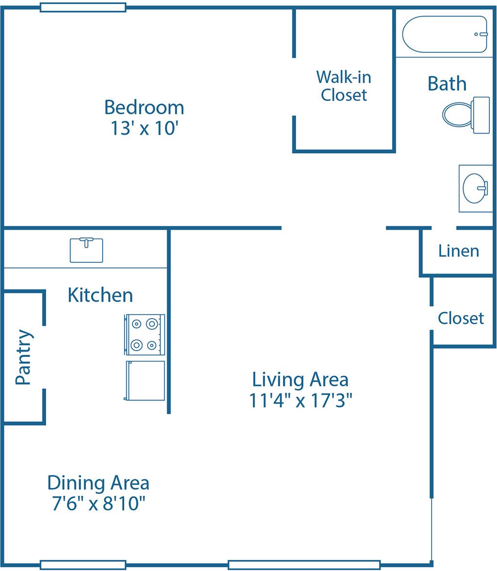 1 BED, 1 BATH
800 SQ.FT.