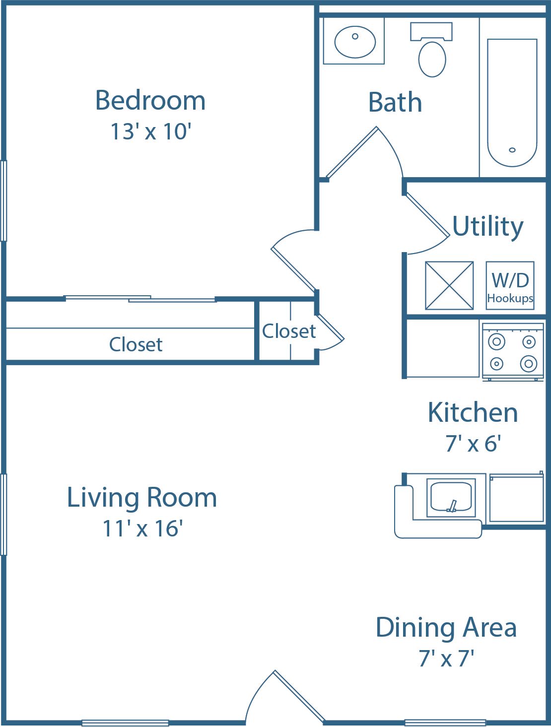 1 BED, 1 BATH
700 SQ.FT.
