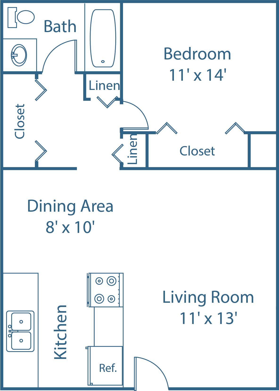 1 BED, 1 BATH
650 SQ.FT.