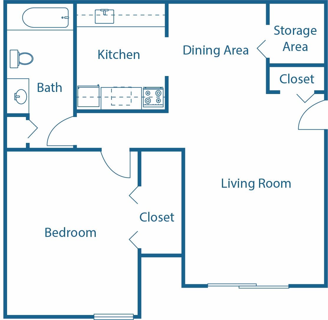 1 BED, 1 BATH
640 SQ.FT.