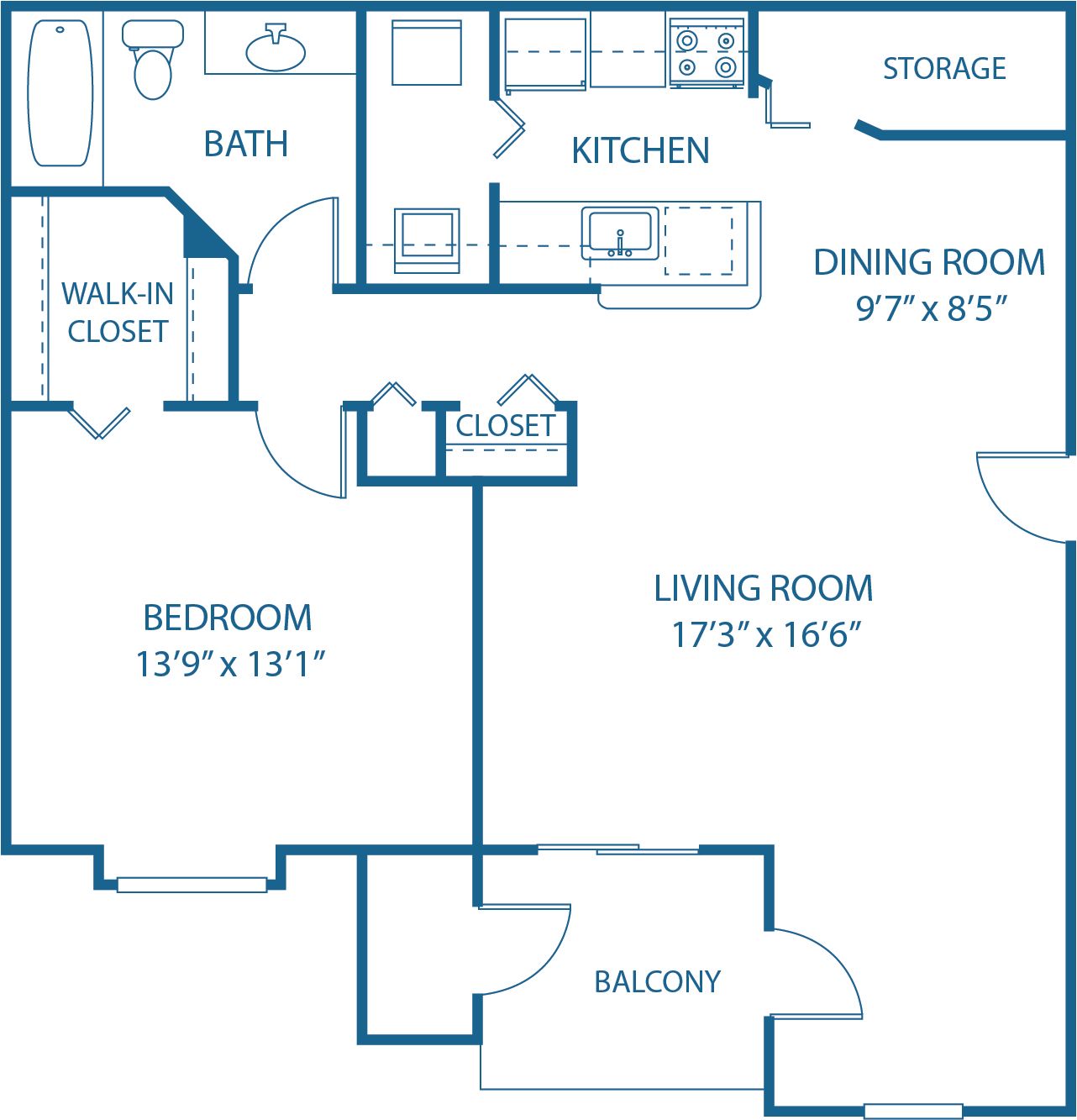 1 BED, 1 BATH
880 SQ.FT.