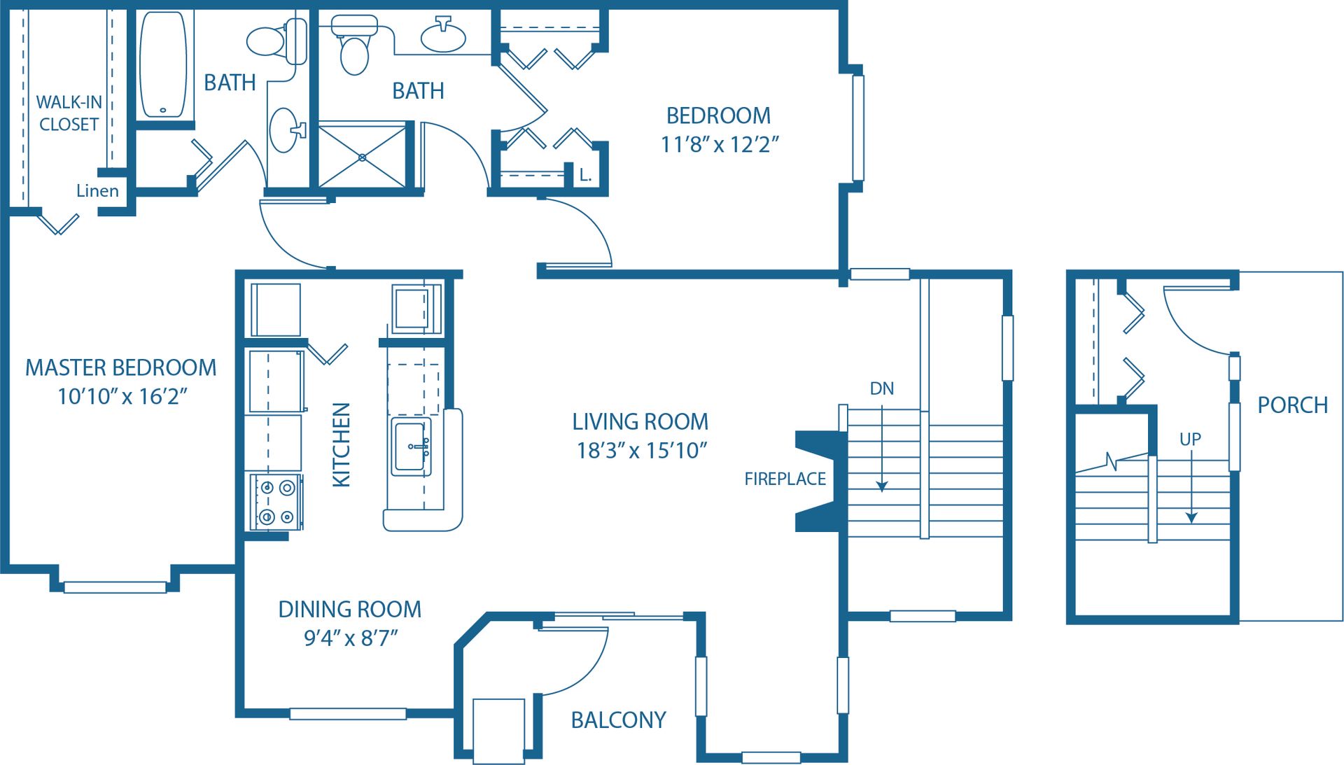 2 BED, 2 BATH
1,400 SQ.FT.