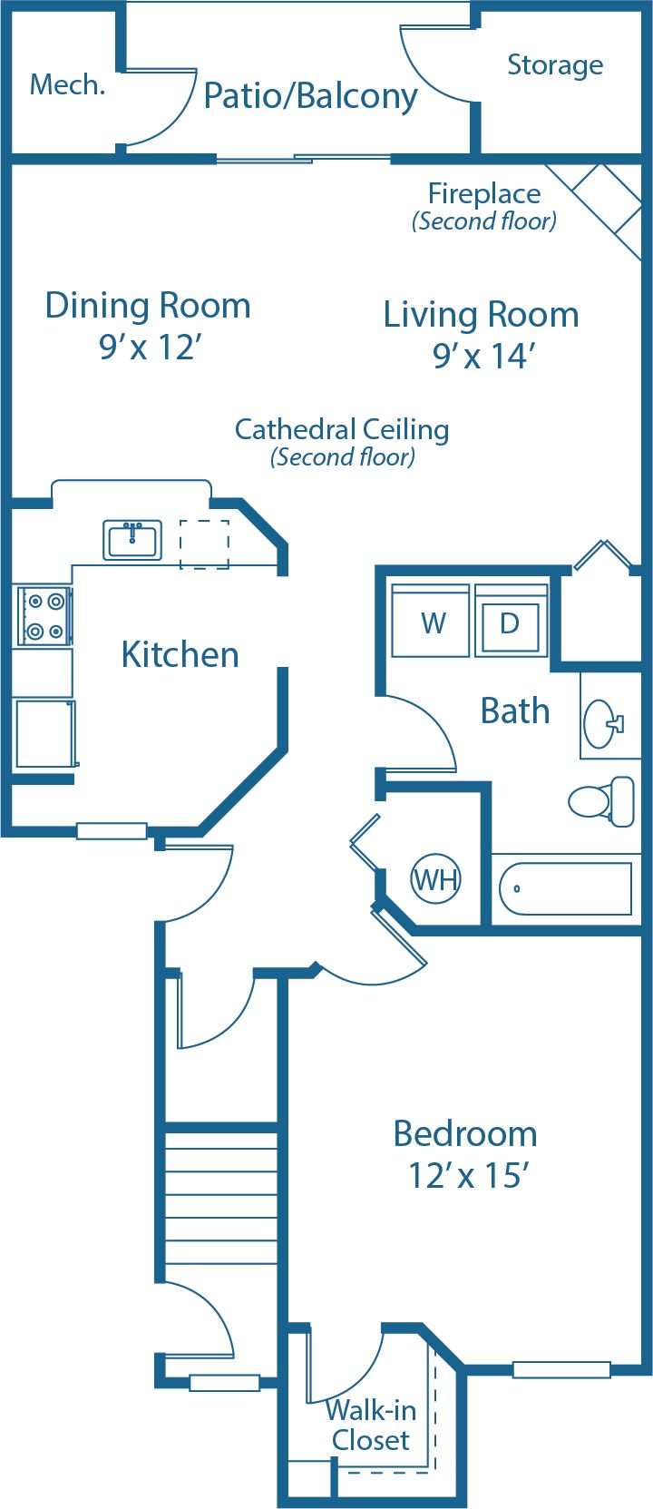 1 BED, 1 BATH
1,000 SQ.FT.