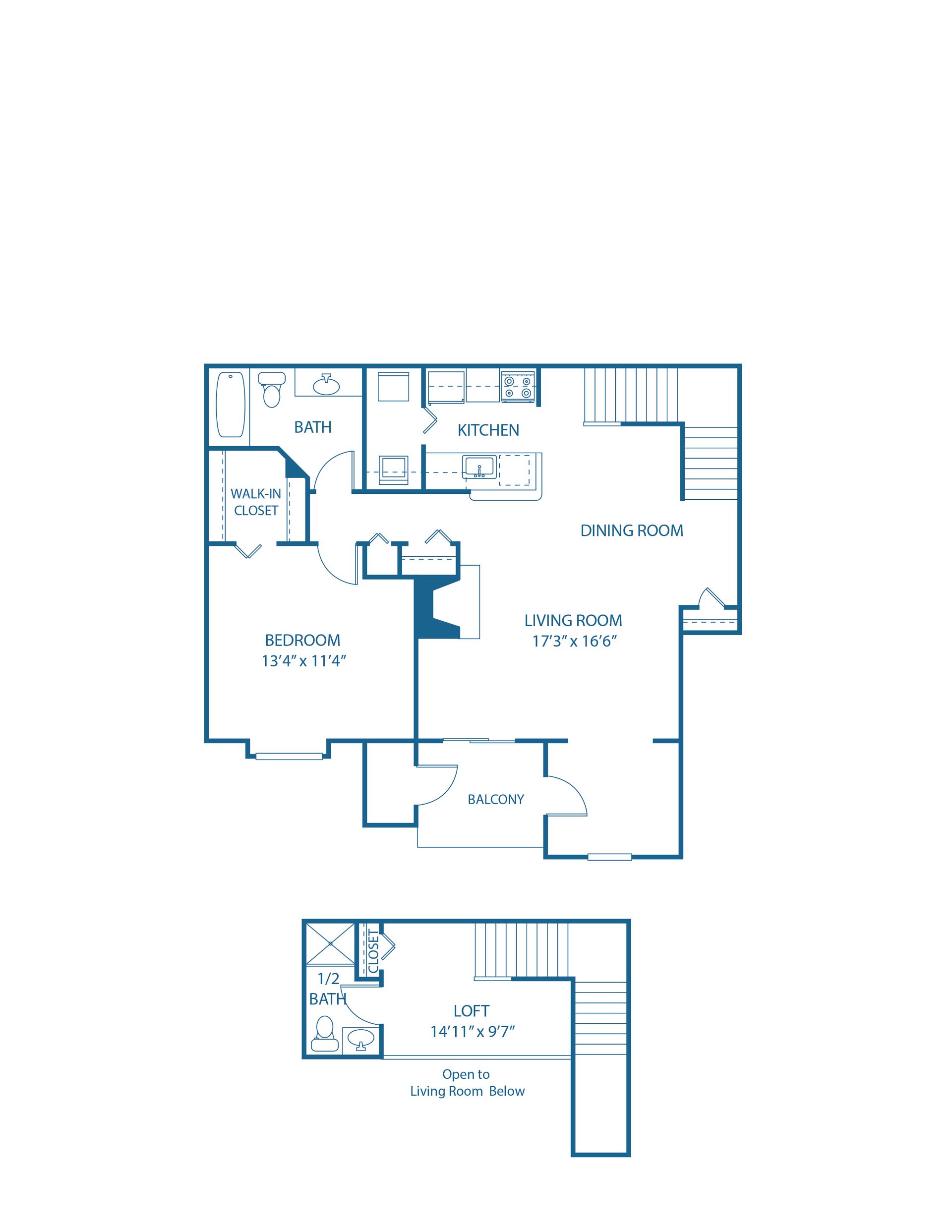 1 BED, 2 BATH
1,140 SQ.FT.