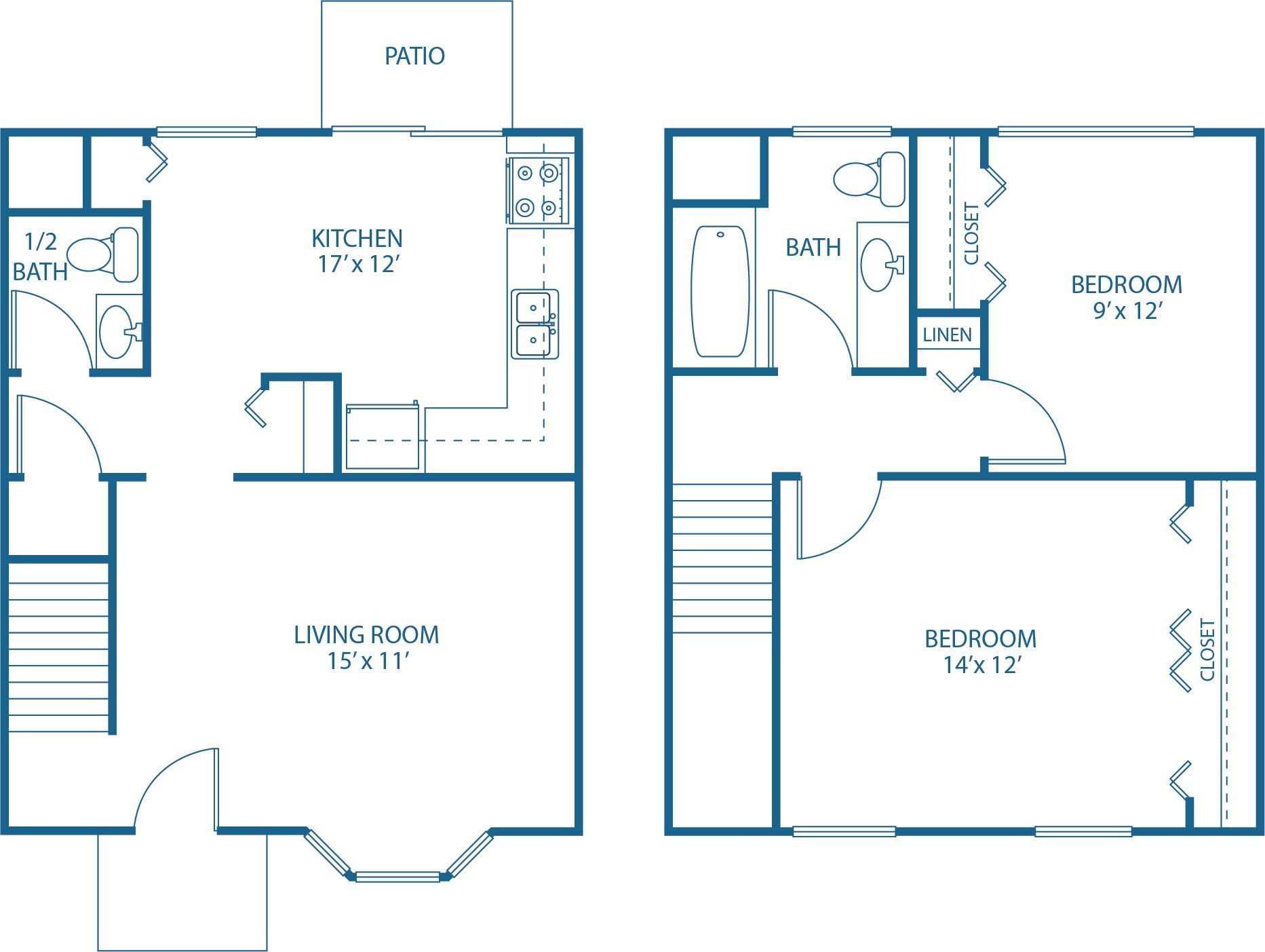 2 BED, 1.5 BATH
1,000 SQ.FT.