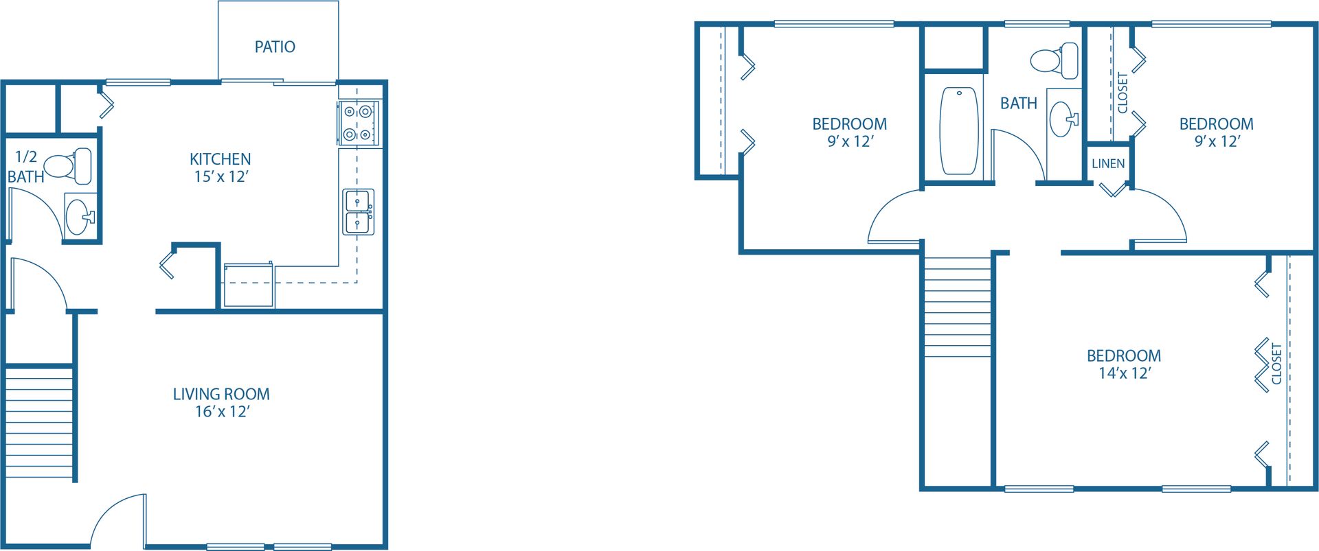 3 BED, 1.5 BATH
1,100 SQ.FT.