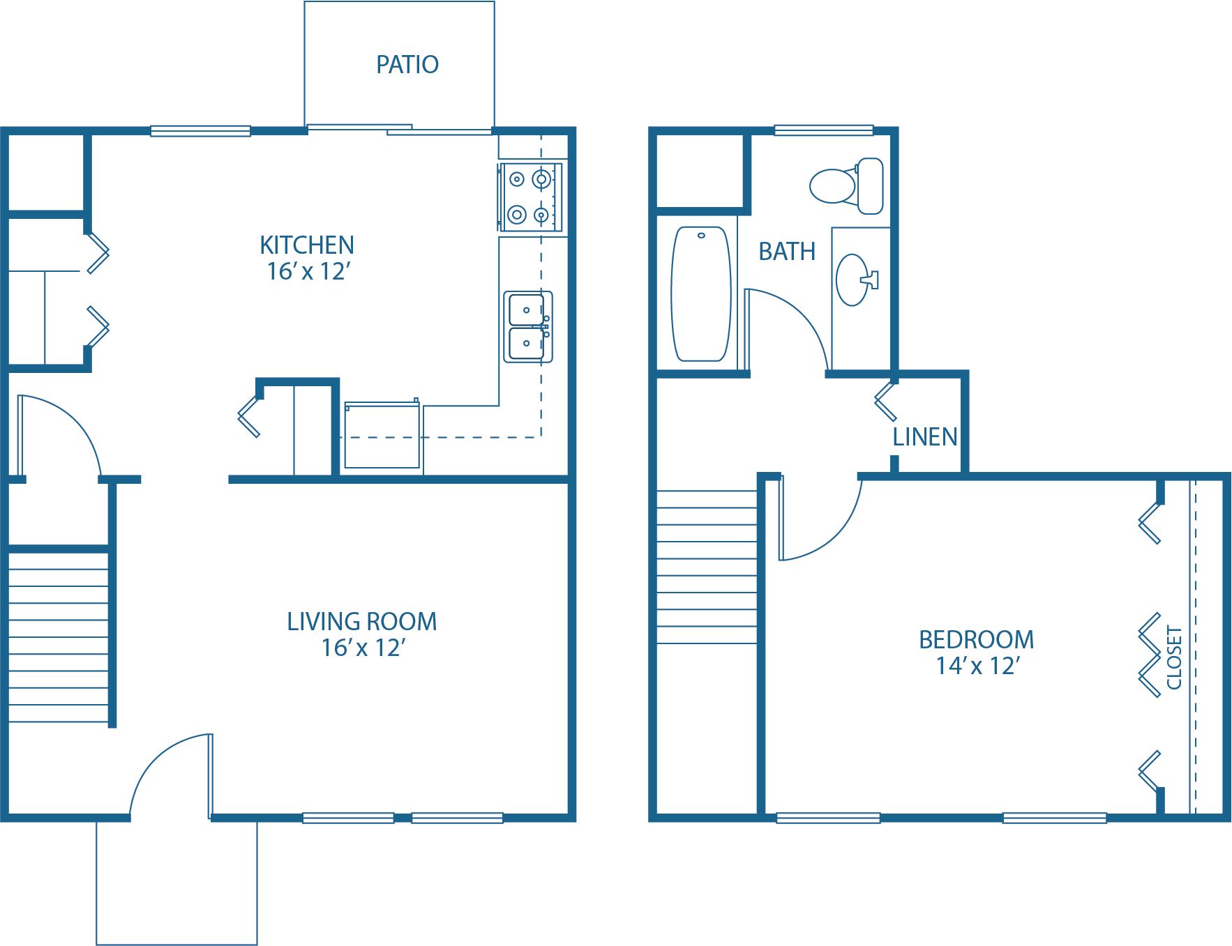 1 BED, 1 BATH
900 SQ.FT.
