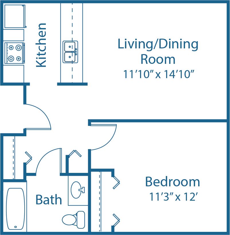 1 BED, 1 BATH
560 SQ.FT.