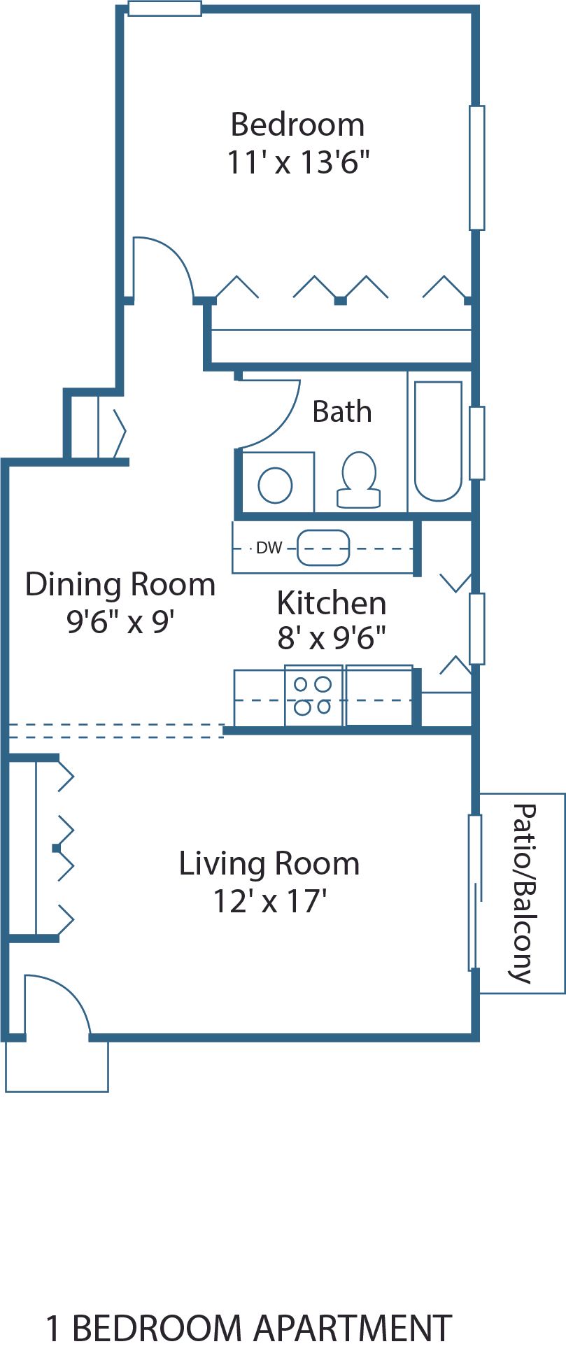 1 BED, 1 BATH
697 SQ.FT.