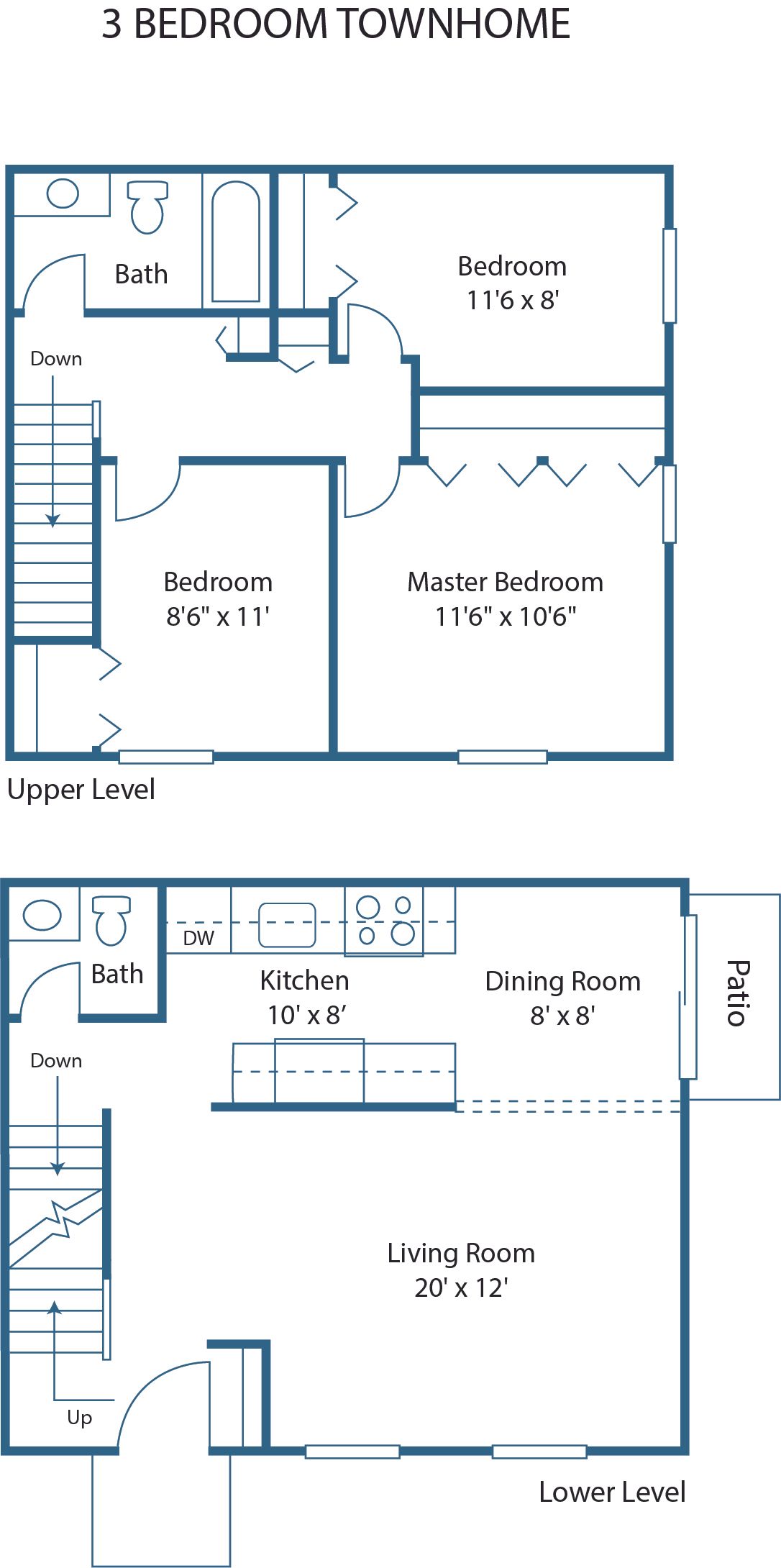 3 BED, 1.5 BATH
1,056 SQ.FT.