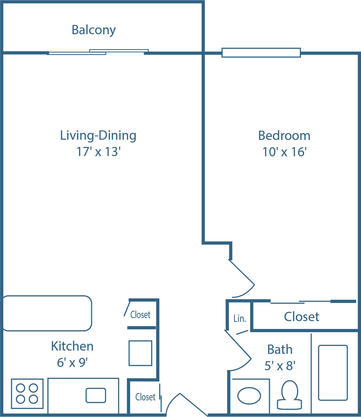 1 BED, 1 BATH
520 SQ.FT.