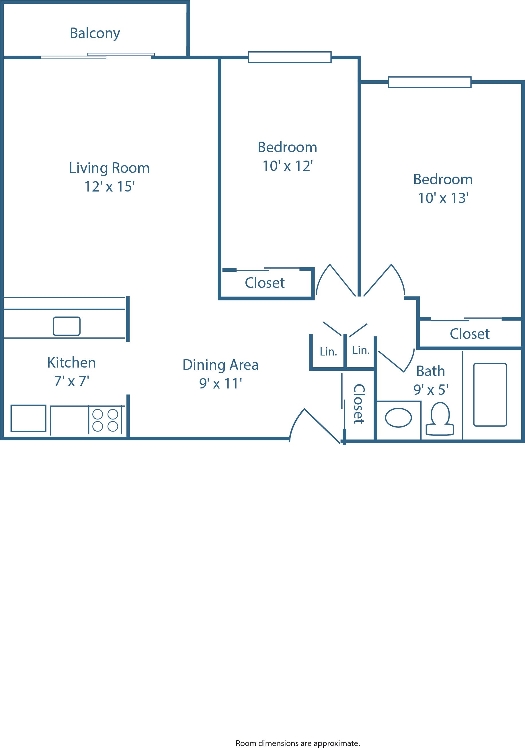 2 BED, 1 BATH
720 SQ.FT.