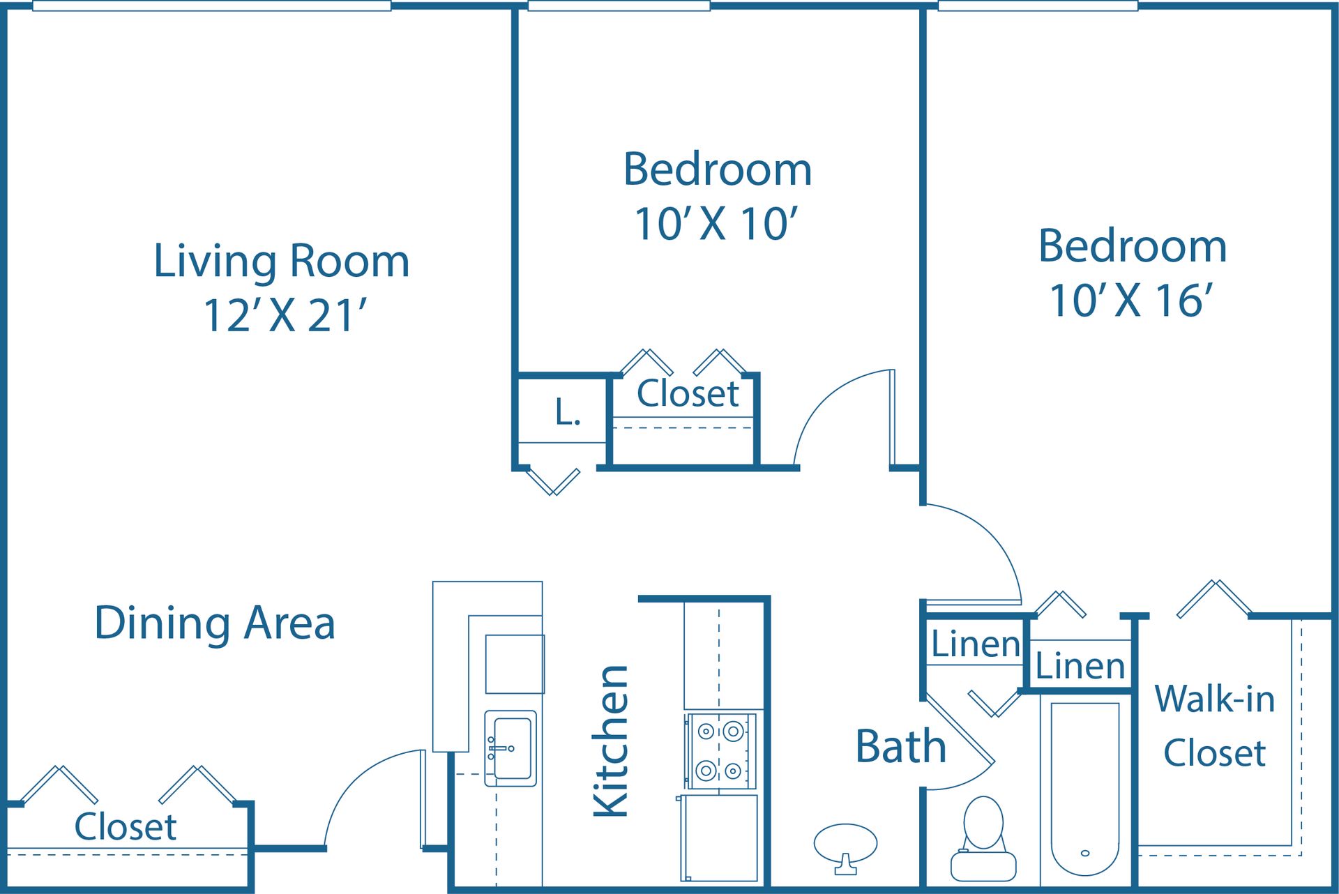 2 BED, 1 BATH
830 SQ.FT.