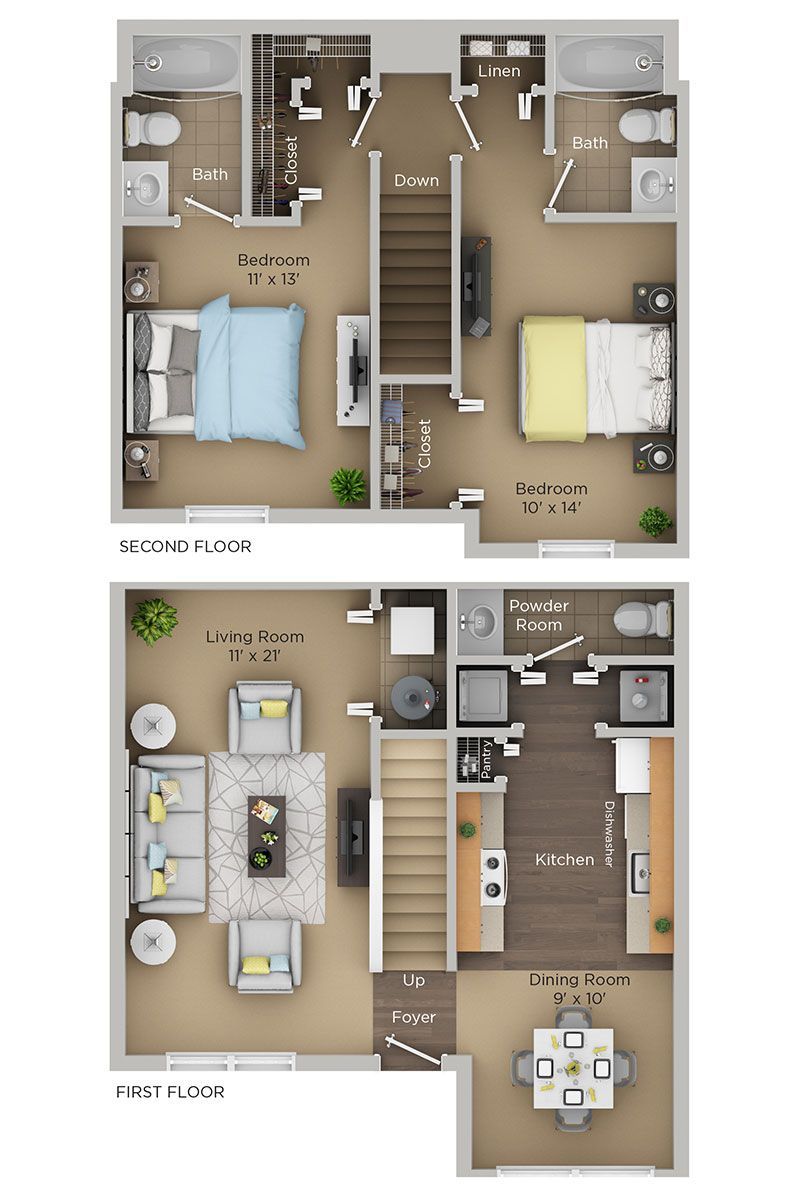2 BED, 2 BATH
1,275 SQ.FT.