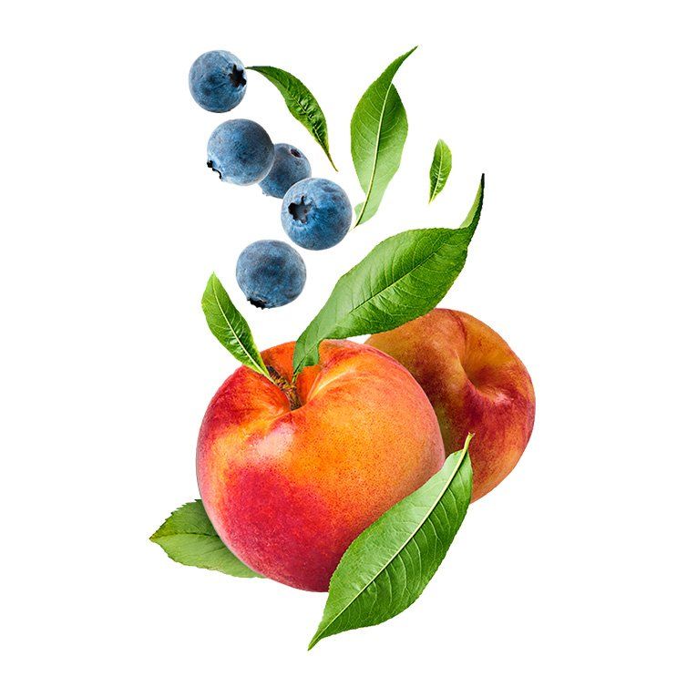 maçã e blueberries caindo