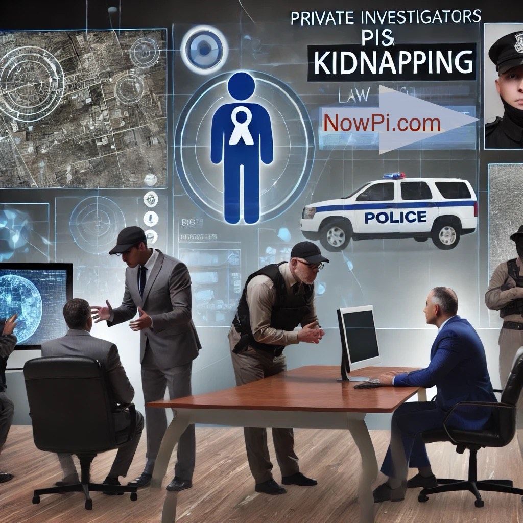 AI image displaying a team of PIs discussing a kidnapping case