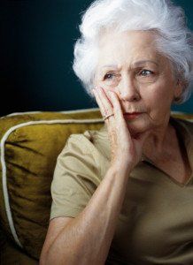 portrait of an elderly woman in a state of worry
