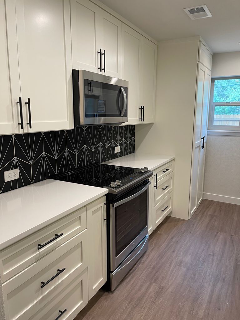 Detail of handcrafted cabinet with dovetail joints and soft-close drawer