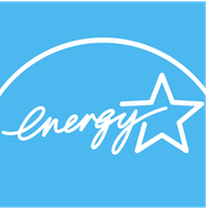 Logo Energy Star : texte et étoile blancs sur fond bleu.