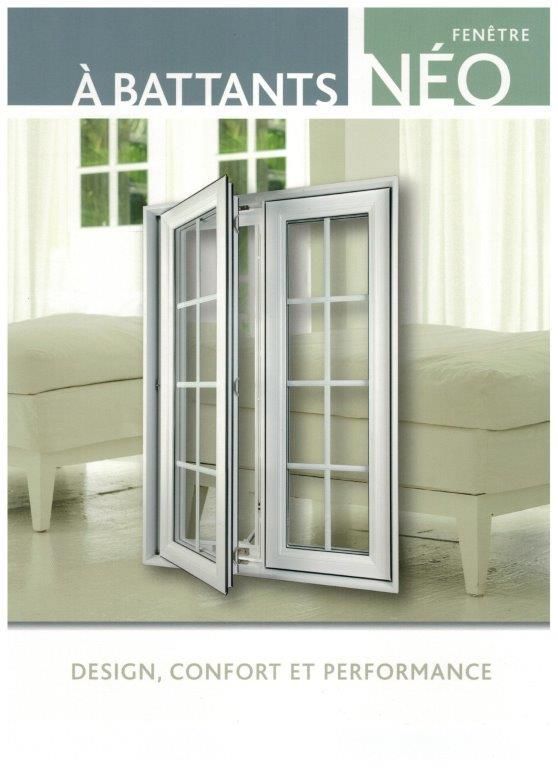 Une affiche avec une image d'une fenêtre et les mots « design confort et performance »