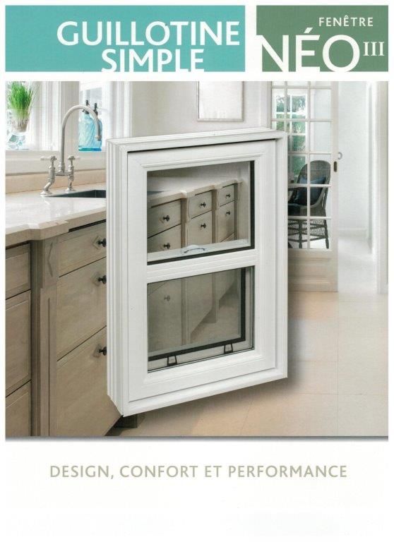 Une brochure pour guiillotine simple neo montre une fenêtre dans une cuisine