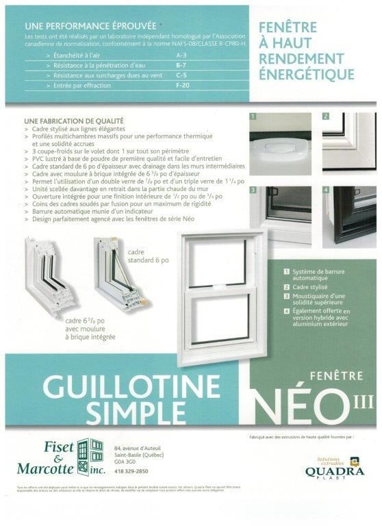 Un dépliant pour une fenêtre appelée guillotine simple