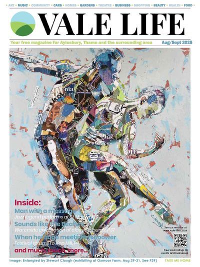Vale Life magazine cover featuring colorful abstract figures in motion. Text includes the magazine title and issue details.