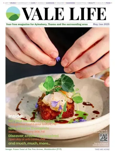 Vale Life magazine cover: hands arranging food art on a plate.