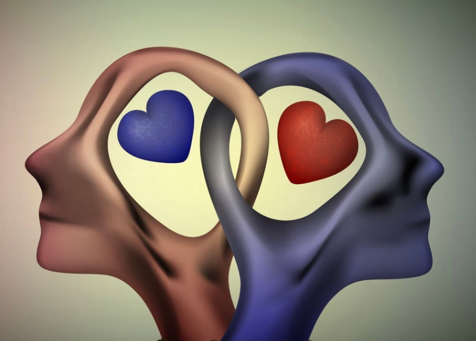 A couple of heads with hearts in their eyes