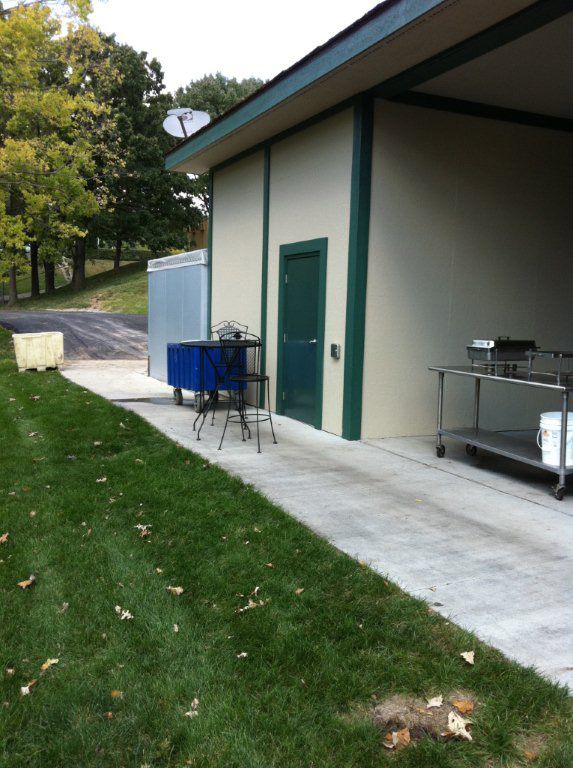 A building with a satellite dish on top of it