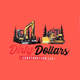 Logo of "Dirty Dollars Construction LLC" with a yellow excavator and dozer, trees, and red background.