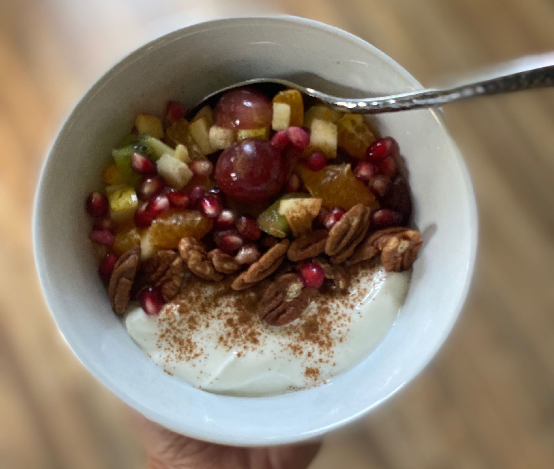 Fruit salad with Greek yogurt.