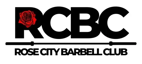 The logo for the rose city barbell club gym in Thomasville, GA