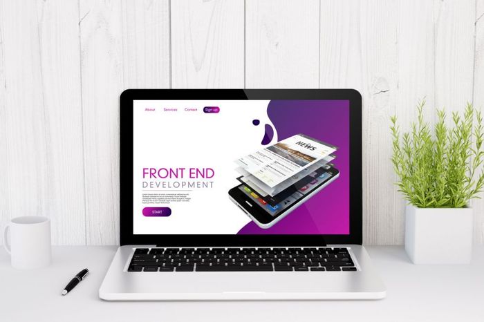 Front end website design in Exmouth on a computer.