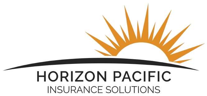 A logo for horizon pacific insurance solutions with a sun