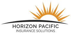 A logo for horizon pacific insurance solutions with a sun